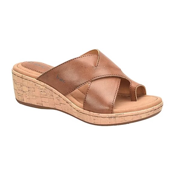 b.o.c. Shoes - Sandals 11 M b.o.c by Born Tan Summer Slide Wedge Open Tie Shoe Comfort Shoe New